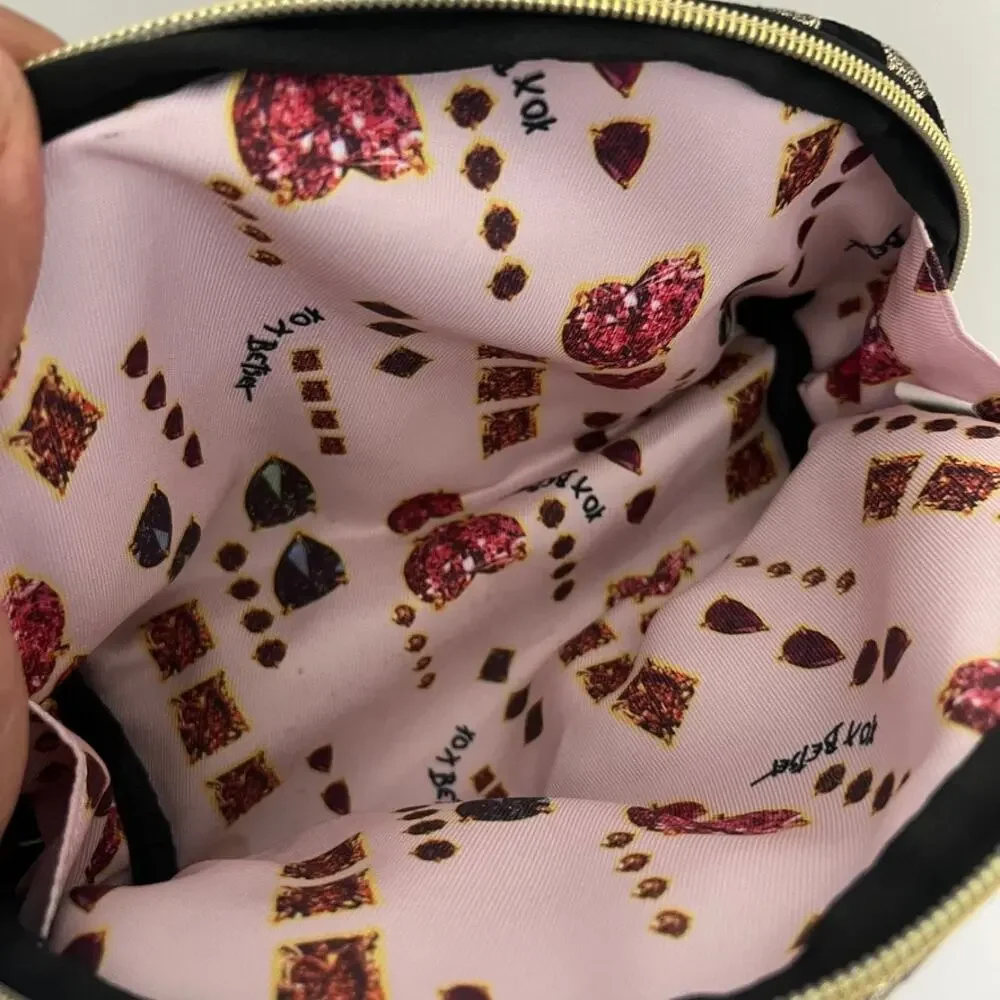 Betsey Johnson Gold Black Travel Makeup Bag